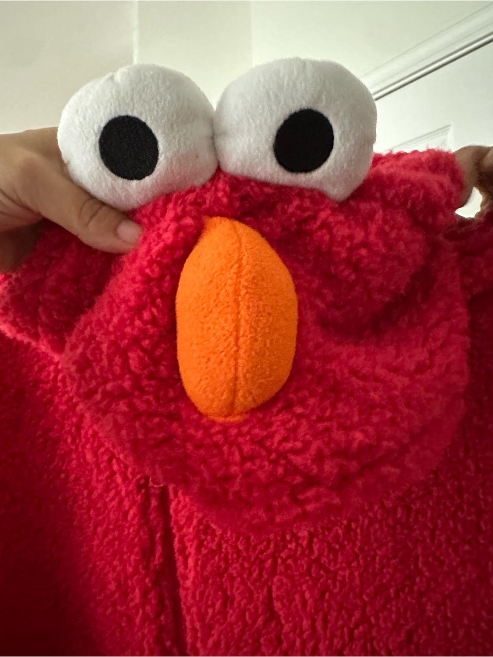 OppoSuits Adult Red Elmo-Inspired Plush Hooded Onesie (Size L)